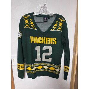 NFL Green Bay Packers Aaron Rodgers 12 V Neck Sweater Adult XL